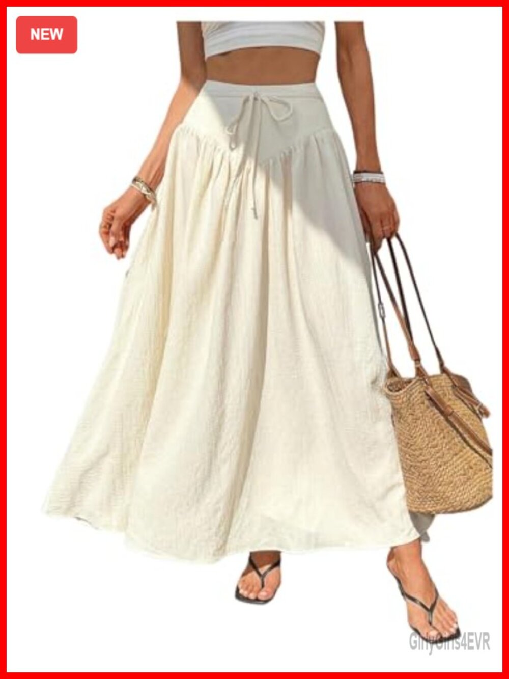 High Waisted Tie Front Flowy Maxi Skirt Casual Vacation